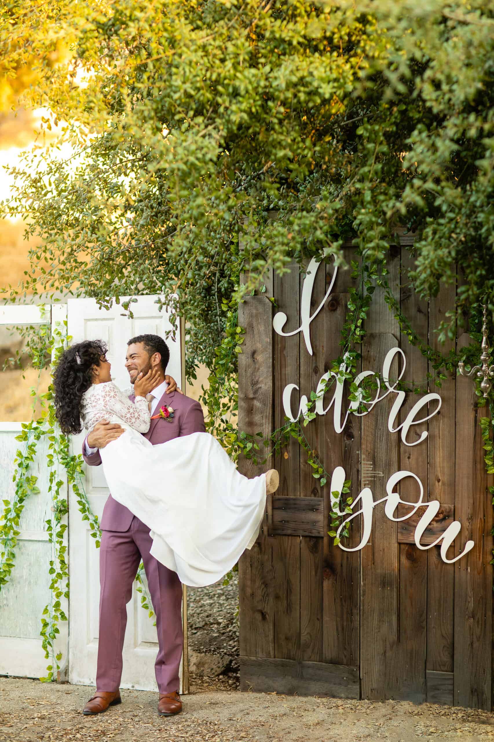 A bride and groom at Winter White Barn in Temecula, CA.